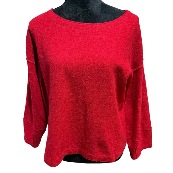 Eileen Fisher 100% Merino Wool Red Christmas Holidays Sweater Size Small - Picture 7 of 11